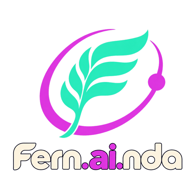 Fern.ai.nda — a fern-shaped F inside an orbital ring